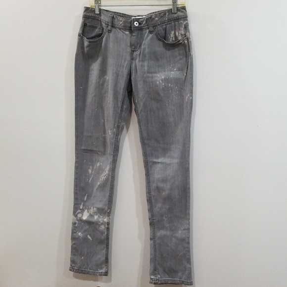 So gray and white bleach splattered jeans ,size 5. - Picture 1 of 8